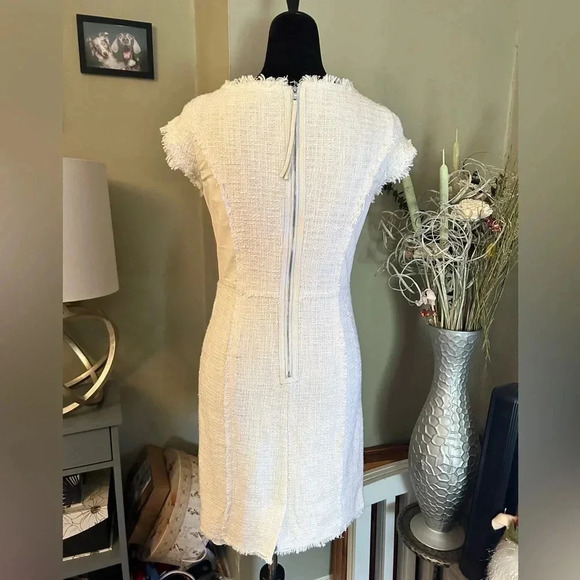 Rebecca Taylor tweed/lambs leather fringe mini dress sz 4 006 - Picture 3 of 6